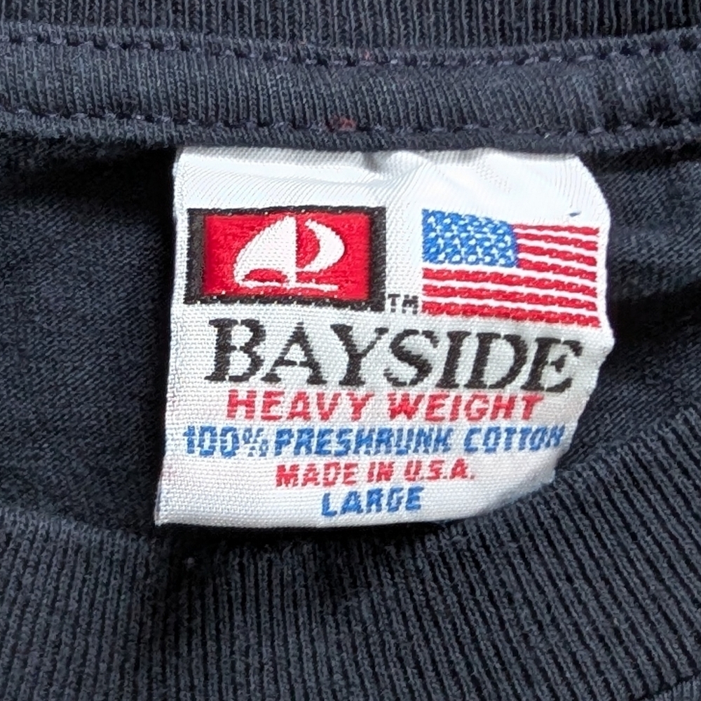 Bayside Heavy Weight Black Tough Old Bird Eagle American Cotton T Shirt Large - Picture 5 of 7